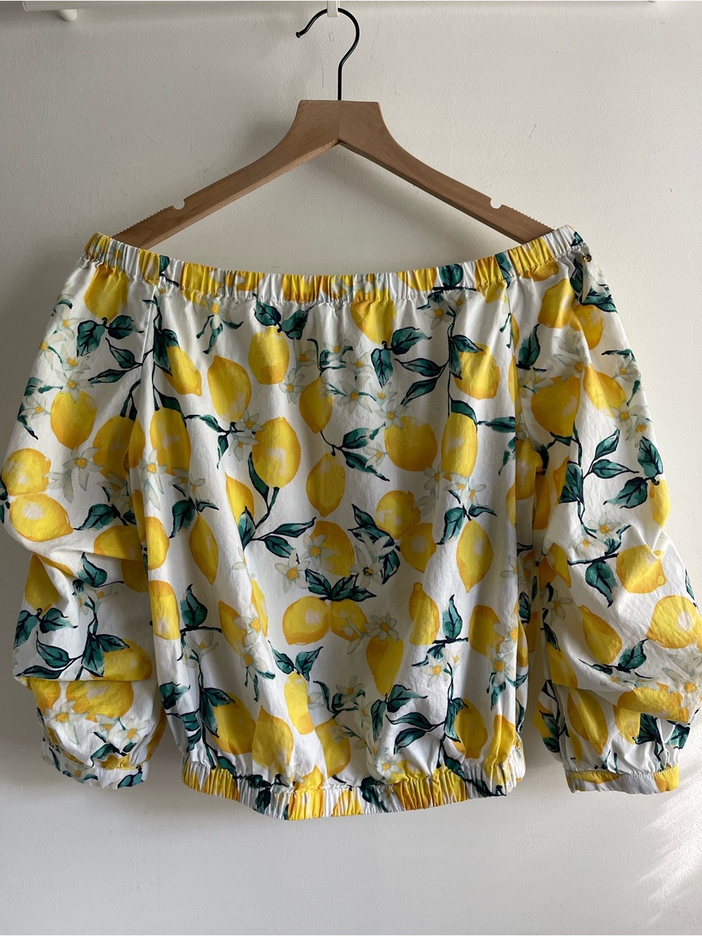 Eyeshadow Lemon Blossom Print Off Shoulder Crop Top Size M Boho Cottagecore Chic